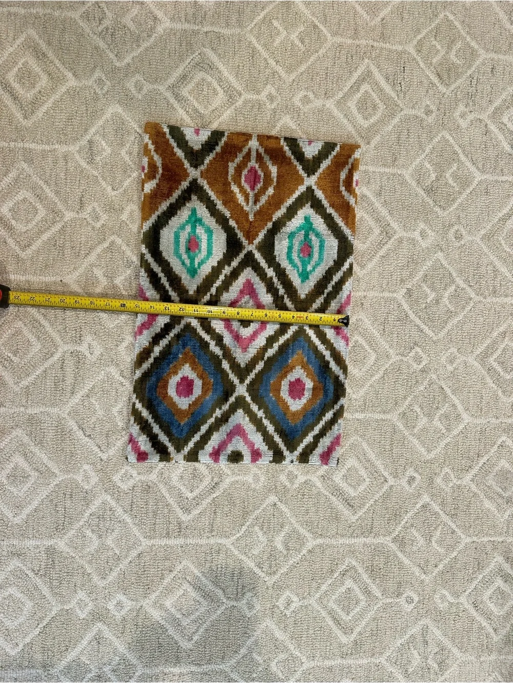 Geometric Diamond Pattern Accent Ikat velvet pillow cover